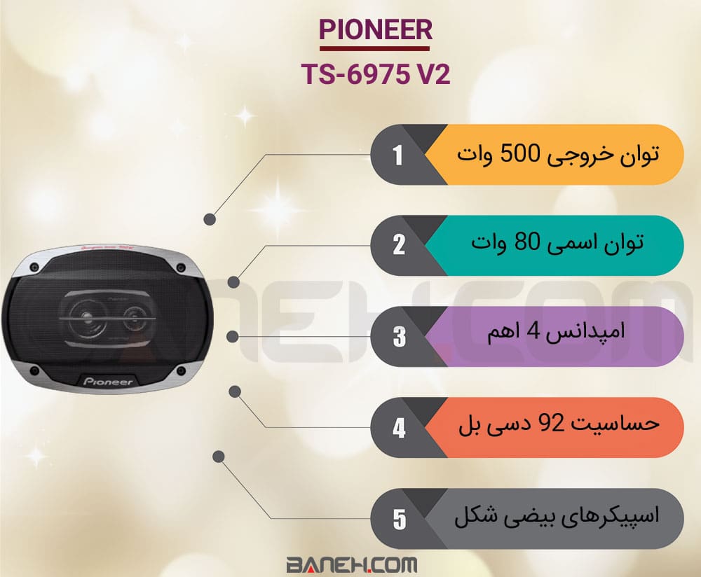 اینفوگرافی اسپیکر خودرو پایونیر TS-6975 V2