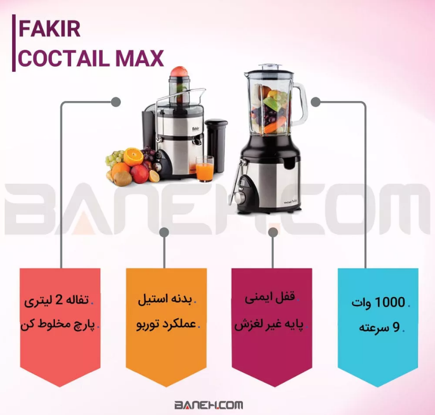 اینفوگرافی آبمیوه گیری فکر Coctail Max