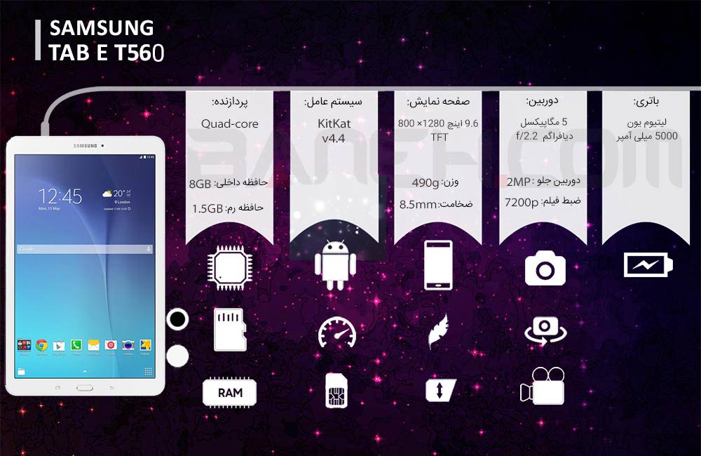 اینفوگرافی تبلت  GALAXY TAB E T560